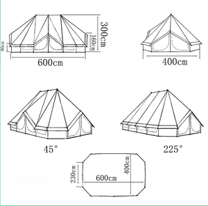 Tenda a Campana Emperor da Esterno Grande e Impermeabile in Tela di Cotone per Campeggio, Hotel, Glamping, Festival ed Eventi, per 10-12 Persone - Product Image 2