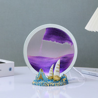 Peinture dynamique 3D en verre acrylique LED, style sablier, moderne et minimaliste, bleu/violet/doré, pour la nuit, vente en gros directe usine