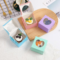 Cajas de Papel Kraft Cuadradas Desechables Personalizadas con Ventana Transparente para Empacar Pasteles, Macarons, Tartas de Huevo y Productos de Panadería