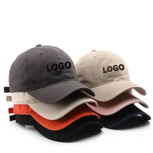 Gorra de béisbol en blanco lisa de 6 paneles al por mayor, gorra de algodón con logotipo bordado personalizado a granel para niños, gorra de papá sin estructura para hombre