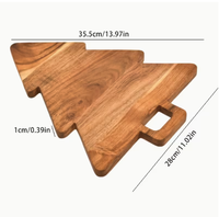 Planche à découper en bois d'acacia en forme de sapin de Noël avec poignée - Sûre pour la maison et les restaurants