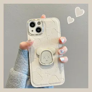 For iphone Cartoon teddy bear with holder suitable for iPhone 14 phone case 13 iphone 12/11 anti drop xsmax female xr anti drop
