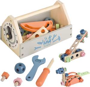 Herramienta <span class=keywords><strong>de</strong></span> <span class=keywords><strong>madera</strong></span>, <span class=keywords><strong>caja</strong></span> <span class=keywords><strong>de</strong></span> <span class=keywords><strong>herramientas</strong></span> <span class=keywords><strong>de</strong></span> juguete, construcción educativa para niños pequeños, juguetes para niños, juego <span class=keywords><strong>de</strong></span> accesorios, regalo creativo para niños <span class=keywords><strong>de</strong></span> 3 años - Product Image 1