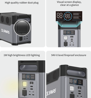 Station d'alimentation domestique SAMAS N069 1200W, batterie LiFePO4, onde sinusoïdale pure, démarreur de secours, longue durée de vie, compatible avec les panneaux solaires