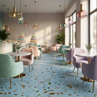 Dalle de terrazzo multicolore bleue préfabriquée 3200x1600mm, carrelage en pierre inorganique polie pour sol et mur d'hôtel de luxe