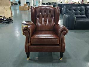 Poltrona Chesterfield Quadrata in Stile Americano Retrò Vintage, in Vera Pelle con Cuscino Confortevole, per Villa, Casa, <span class=keywords><strong>Bar</strong></span>, Salotto, Uomo - Product Image 6