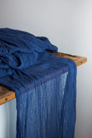 Bleu marine Boho étamine fleur personnalisé fromage tissu luxe mariage Table à manger chemin fait coton mousseline Floral noël