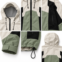 Veste coupe-vent à capuche pour homme, personnalisée, à blocs de couleur, fermeture éclair intégrale, streetwear décontracté, veste technique