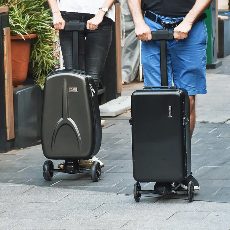 Tas traveling otomatis luar ruangan, tas koper listrik bagasi skuter bermotor pintar dengan port pengisian usb