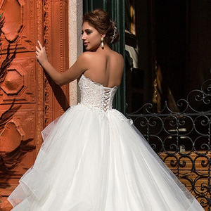 Wedding Dress Ball Gown Sweetheart Neckline High Waist White Polyester Fiber JM011 - Product Image 4