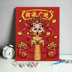 <span class=keywords><strong>Pittore</strong></span> acrilico dipinto a mano il dio della ricchezza in Cina murales per bambini in salotto dipinto a olio digitale - Product Image 2