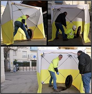 Tente de travail extérieure robuste à montage instantané, abri utilitaire en Oxford 600D, imperméable, ignifuge, UV50+, pour travaux de construction - Product Image 2
