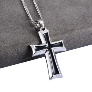 Collar con Colgante de Cruz de Acero Inoxidable de Moda para Mujer y Hombre, Amuletos Cristianos para Cadena, Gargantilla, Color Negro y Plateado, Accesorio de Joyería - Product Image 1