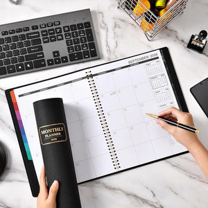 Carnet en cuir A5 à spirale avec logo doré, couverture rigide écologique, sangle élastique et design imprimé pour usage professionnel et bureautique - Product Image 6