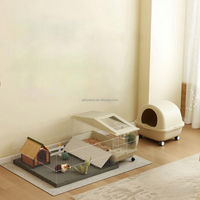 Cage d'habitat en forme de maison pour petits animaux pour cochons d'inde et clapier à lapins avec stylo de jeu intégré pour animaux de compagnie