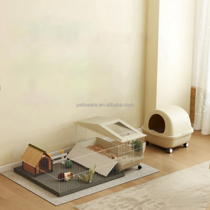 <span class=keywords><strong>Cage</strong></span> d'habitat en forme de maison pour petits animaux pour cochons d'inde et clapier à lapins avec stylo de jeu intégré pour animaux de compagnie - Product Image 6