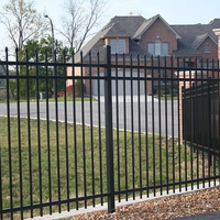Valla de Seguridad de Hierro Forjado con Recubrimiento de Polvo Negro, Galvanizada, Tubular, de Techo Plano, Tipo Garrison, para Obras de Construcción, 6 Pies