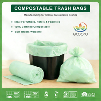 Sacs poubelles à fond plat et à fermeture étoile, biodégradables et compostables, personnalisables, écologiques, certifiés ABAP TUV