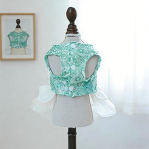 Pet Princess Tulle <b>Skirt</b> Emerald Green <b>Sequin</b> Dress For Dogs Cats Four Seasons Polyester Dress - Product Image 2