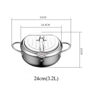 Outils de <span class=keywords><strong>cuisine</strong></span> ménagers multifonctionnels Friteuse à huile en acier inoxydable Poêle à frites avec thermomètre - Product Image 4