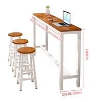 Table de bar moderne simple contre le mur table longue étroite commerciale table de magasin de thé au lait et chaise combinaison chaise de bar haute