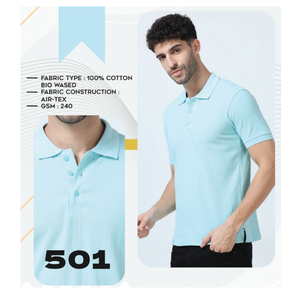 T-shirt polyvalent en tissu 100% coton bio-lavé pour homme, 240 GSM, tissu doux, confortable et durable, adapté à un usage quotidien décontracté - Product Image 3