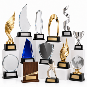 Modern Acrylic Crystal Trophy <b>Cup</b> Plaque for Marathon Cycling Racing Award Wooden Medal Corporate Recognition - Product Image 1