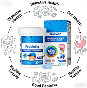 Tabletas Masticables Probióticas para Niños |   5 mil millones de UFC |   7 Cepas con Prebióticos Orgánicos para el Apoyo del Bienestar Digestivo e Inmunológico - Product Image 2