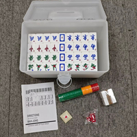 Jeu de Mahjong 144 tuiles en acrylique pailleté de 37 mm, lettres anglaises, avec dés, coffret cadeau portable