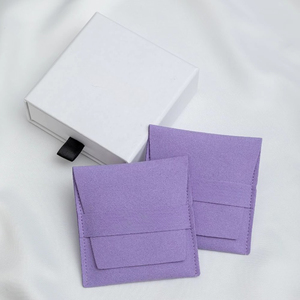 Bolsitas de Joyería Personalizadas de Color Morado de 8*8CM con Logotipo, Bolsa de Embalaje de Joyería de Microfibra con Inserto - Product Image 5
