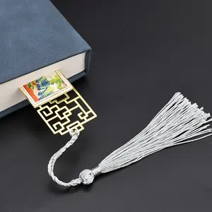 Promotional Customized Custom Blank 3D Tassels Blank Metal Brass Bookmark Book Mark Enamel Metal Bookmarks For Gift