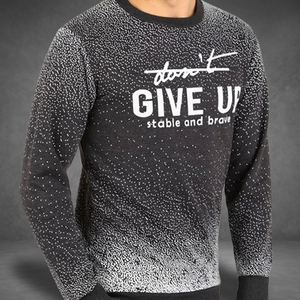 Sudadera de Cuello Redondo para Hombre, Estampado Blanco y Negro, Transpirable, Tejida, Corte Regular, Estilo Casual de Otoño - Product Image 6