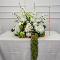 Bouquet de fleurs artificielles LUYI moderne et populaire blanc et vert pour mariage, grande composition florale de 50-70 cm avec guirlande suspendue pour décoration d'autel