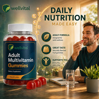 Complément alimentaire Vitamines et minéraux Saveurs naturelles Gommes multivitaminées pour adultes avec oméga 3