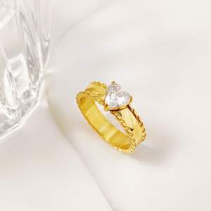 Anillo de Perlas de Lujo Chapado en Oro y Plata con Forma de Corazón Clásico en Oferta, para Compromiso, Boda, Ocasiones Especiales, Certificado IGI, el Mejor - Product Image 1