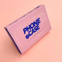 Cajas de Empaque Vacías de Papel Corrugado Biodegradable y Reciclable en Color Rosa con Logotipo Personalizado para Fundas de Teléfono con Inserto de Papel