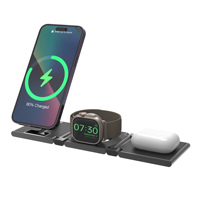 Chargeur sans fil magnétique multifonctionnel 3-en-1 15W Mag Fast pliable et portable pour téléphone