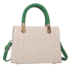 Sac bandoulière tendance en paille tressée couleur bonbon pour femme, sac à main portable avec rabat, sac à l'épaule d'été Tanjing - Product Image 3