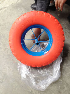 Roue en mousse de haute qualité 16 pouces 4.80/4.00-8 en PU pour brouette, chariot de jardin, travaux agricoles et de construction, OEM - Product Image 4
