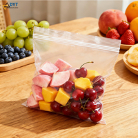 DYT Food Safe PE Gravure Bedrukte Transparante Sterk Sluitbare Zak met Drievoudige Rits voor Babyvoeding en Diepvriesopslag