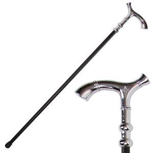 Bastón Decorativo con Símbolo Masónico, Mango Curvo Plateado, Bastón de Metal en Forma de T para Caballero, Estilo Vintage, Eje Negro con Acabado Pulido - Product Image 1