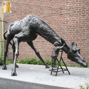 Statues de girafe en bronze doré grandeur nature, prix d'usine, style moderne, pour l'extérieur - Product Image 4