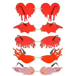 Пламени солнцезащитные очки без оправы «летучая мышь» солнцезащитные очки слезы оттенки Линзы для очков Vintage пожарный форма очки
