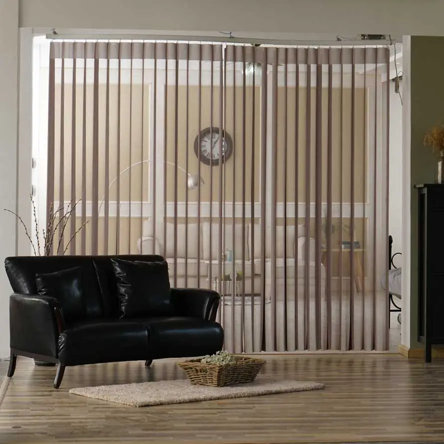 Modern design decorative blackout polyester sheer fabric motorized or manual vertical blinds curtains for high window