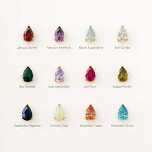 Collar de Plata de Ley 925 Minimalista y Elegante al por Mayor, Chapado en Oro de 18K, con Forma de Lágrima y Circonita Cúbica, Piedra de Nacimiento Familiar - Product Image 3