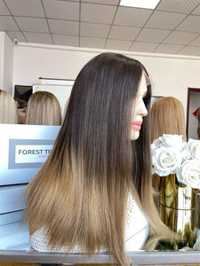 Perruque juive de cheveux européens haut de gamme HD pour perruques casher avant de lacet 20 "cheveux vierges lisses soyeux 180% densité sans colle - Product Image 4