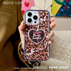 <span class=keywords><strong>Coque</strong></span> de téléphone antichoc deux-en-un en acrylique étincelant à motif léopard en forme de cœur pour <span class=keywords><strong>iPhone</strong></span> 17 et 16 Pro Max - Product Image 1