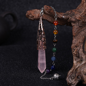 Pendule <span class=keywords><strong>en</strong></span> pierre de cristal rose naturel pour radiesthésie <span class=keywords><strong>Divination</strong></span> prisme hexagonal Chakra énergie bijoux spirituels cadeau-vert - Product Image 3