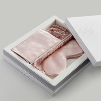 Ensemble de luxe en soie de mûrier 100% : Taie d'oreiller, chouchou, élastique à cheveux et masque de sommeil, personnalisable avec logo, livré en coffret