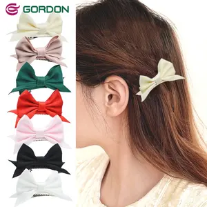 Gordon Ribbons custom 100% polyester cotton ribbon hair bow with clip small hair tie girls bows kids hair accessory